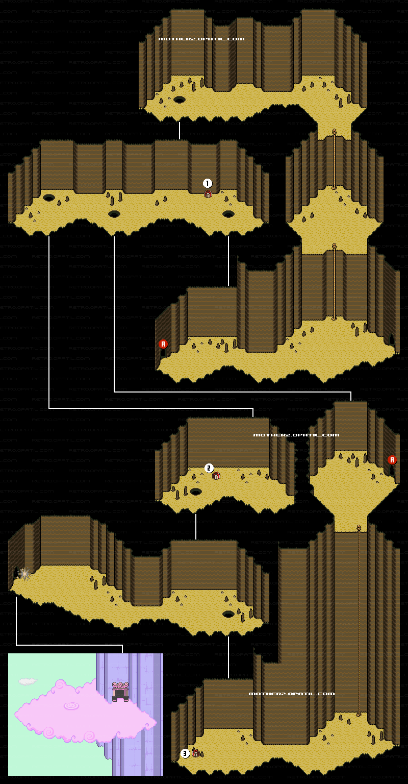 ピンククラウドへの洞窟 マップ画像：マザー2（MOTHER2） 攻略