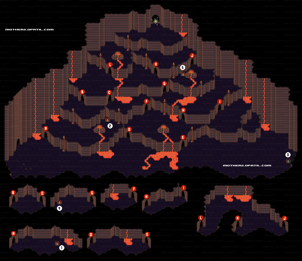 ファイアスプリングへの洞窟 マップ画像：マザー2（MOTHER2） 攻略